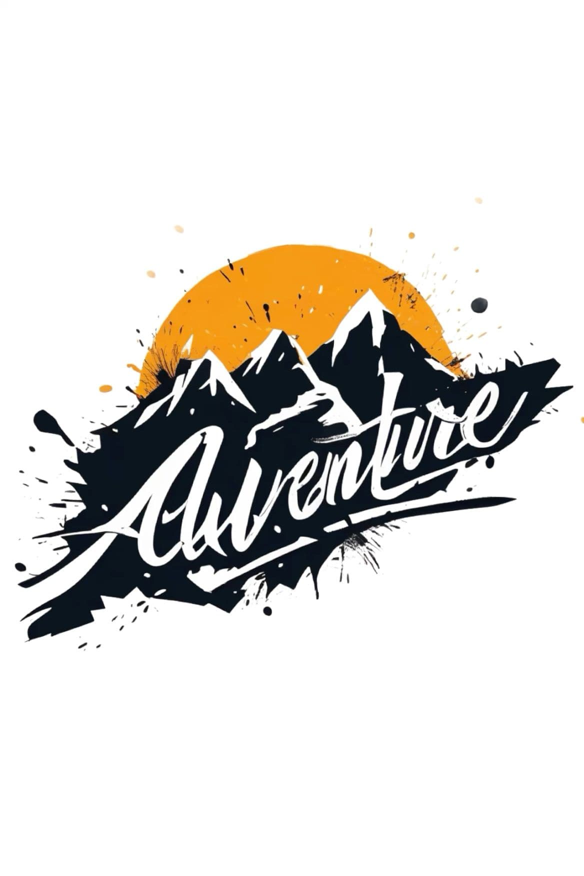 Adventure badge — brushed peaks over an orange sun